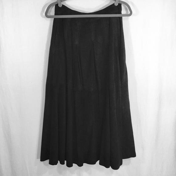 Vintage Black Suede Skirt, Medium, Mid Length BOHO, Goth - Picture 2 of 5